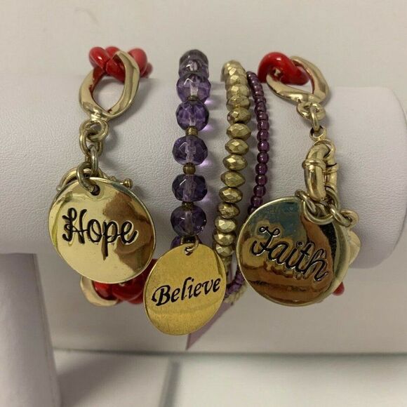 3 Inspirational Bracelets Faith Hope Believe - Picture 1 of 7